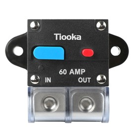 Tiooka 60Amp Circuit Breaker Resettable 60A Circuit Breaker with Manual Reset Button Solar Energy Inline Circuit Breaker for Car Audio Amps Protection Waterproof Cover for Motor Auto Car Marine Boat