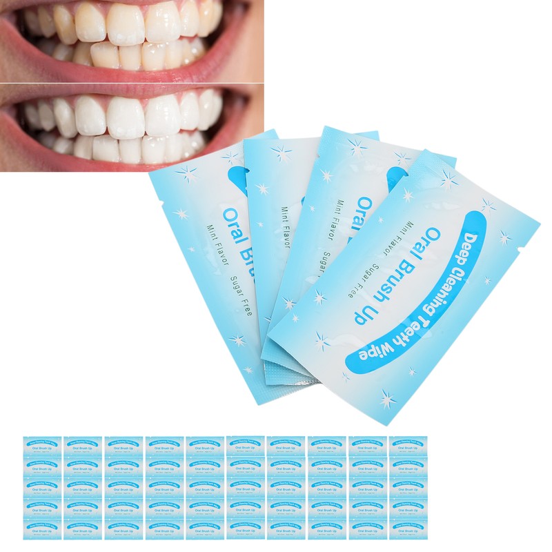 50pcs Disposable Finger Teeth Wipes Travel Portable Cleaning Dirt Removal