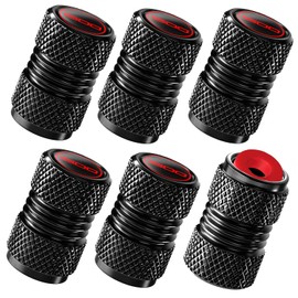 6PCS Tire Valve Caps for Dodge Challenger SRT 1500 Accessories, Universal Valve Stem Caps for Car Sport Fans Auto Bicycle Motorcycle Tire Air Valve Caps, Aluminum Alloy (Black)