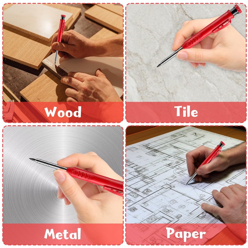 REEKNOKOL Carpenters Pencil, Solid Construction Pencil Carpenter Pencil Set with