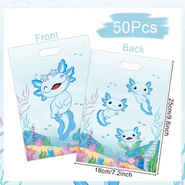 Falueqg Axolotl Birtdhay Party Decorations - Bulk 50 Pcs Blue Axolotl Goodie Bags for Birthday Party, Reusable Surprise Pinata Bag Animal Baggis Party Favors