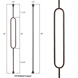 Metal Staircase Balusters Metallic Color Railing with Shine 1/2inch x 44inch Plain Iron Balusters and Single Oval with Swivel Shoes (Oil Rubbed Copper, Oval Series 10pk)