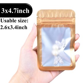 Millefiore Resealable Mylar Pouch Bag Great for Office Home Party Favor Food Storage (100PCS, Gold Color, 3 x 4.7 inch)