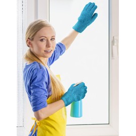 Patelai 3 Pairs Microfiber Dusting Gloves Washable Reusable Cleaning Mittens Gloves for Women(Large,Reddish Violet, Blue, Purple)