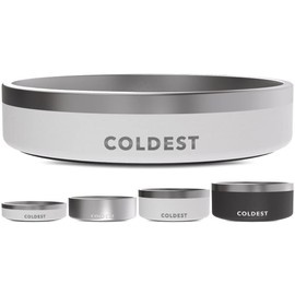 Coldest Dog Bowl - Anti Rust Metal, Non Slip, 3 Layers Insulated Stainless Steel Dog Bowls - Spill Proof & Heavy Duty - Water Bowl for Dogs, Cats & Pets, Dish Washer Safe (21 oz, Epic White)