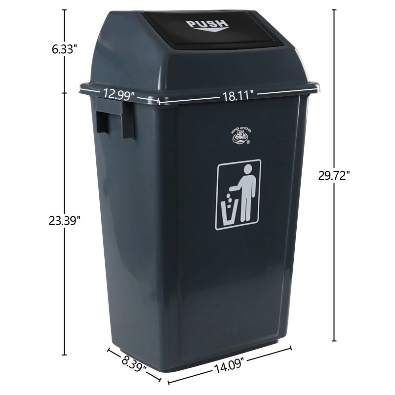 Cand 18 Gallon Large Kitchen Plastic Trash Can with Swing