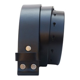 QHA Mens Snap on Belt for Men Jeans 100% Full Grain Black Leather Strap no Buckle 38mm Wide Q91 Medium 32"-36"