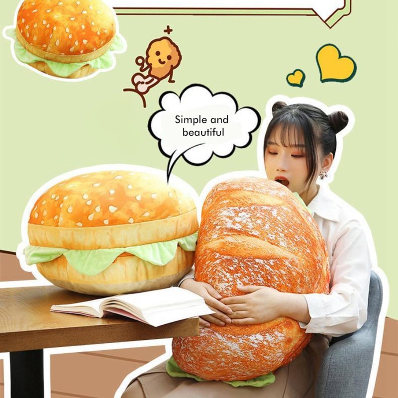 Simulation Bread Burger Shape Pillow Cute Food Plush Pillow Soft