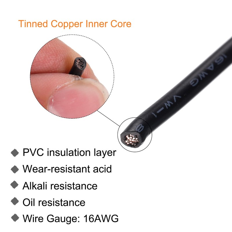 sourcing map 16AWG Wire 16 Gauge Stranded Wire PVC Hookup