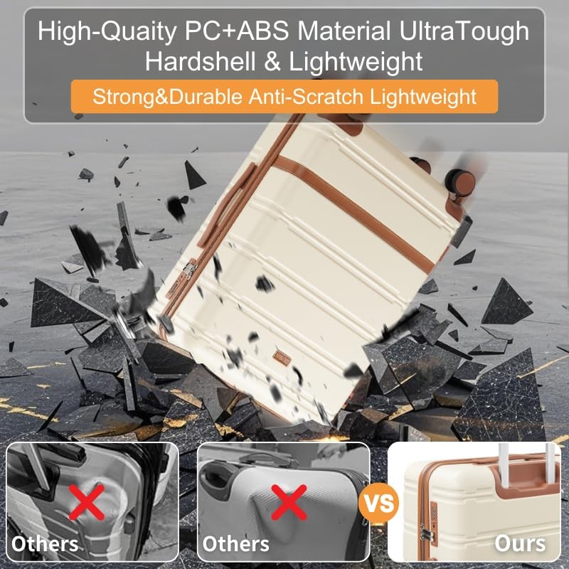 NEISIA Luggage Sets 3 Piece with spinner wheels, PC+ABS Hard