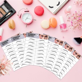 Black Eyebrow Tattoo 6 Sheets, Hair-Like Popular Fake Eyebrows Waterproof Lasting 4D Realistic Makeup Tattoo, Eyebrow Transfer Stickers for Women Girls