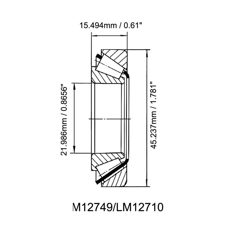 uxcell LM12749/LM12710 Tapered Roller Bearing Cone and Cup Set 0.8656"