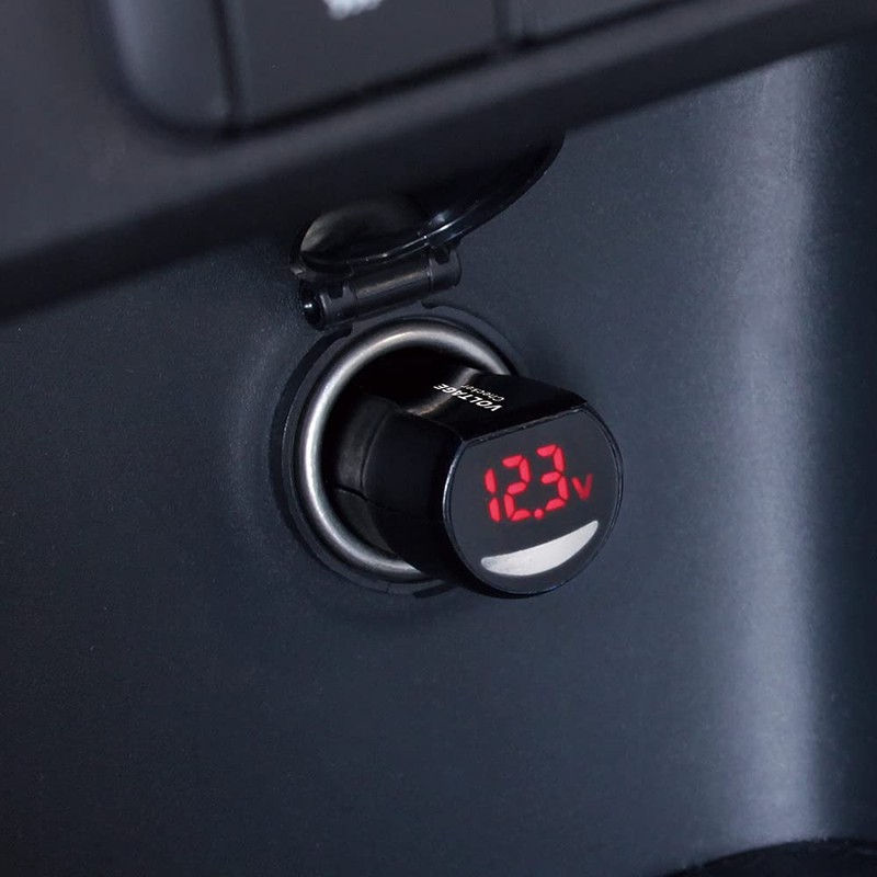 Tsuchiya Yac Car LED Voltage Checker, Black, Diameter 10 x