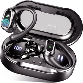 Wireless Earbuds, 2025 Bluetooth 5.4 Headphones Sport, Bluetooth Earbuds with ENC Noise Canceling Mic, 50H Stereo Wireless Headphones IP7 Waterproof with Earhooks, Dual LED Display for Workout/Running