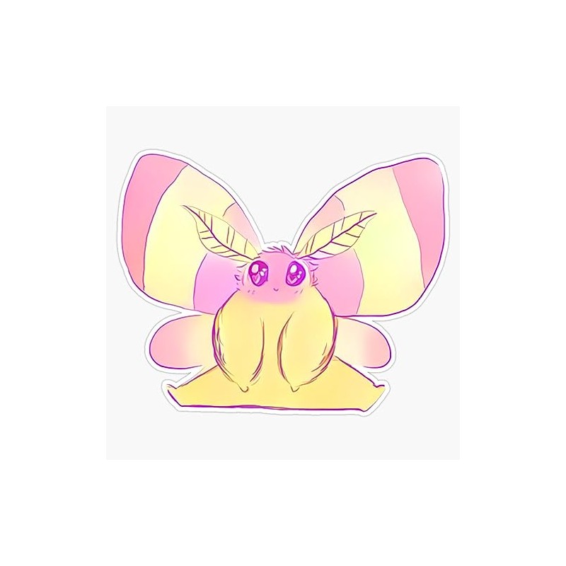 Adorable Rosy Maple Moth Bumper Sticker Vinyl Decal 5"