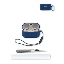Case for Technics EAH-AZ100 Technics Reference Class Hi-Fi Wireless Earbuds,Soft Protective,BOVUGAC Silicone Case Cover with Keychain & Cleaning Kit & Lanyard for Technics EAH-AZ100-K Earbuds-Blue