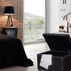 Adeco Bonded Leather Square Tufted Storage Footstool, 18" ottoman, Dark