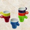 Quailitas Stackable Set of 6 Colourful Ceramic Espresso Mugs