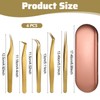 Gold Lash Tweezers Set 5 Pcs Eyelash Tweezer Straight &