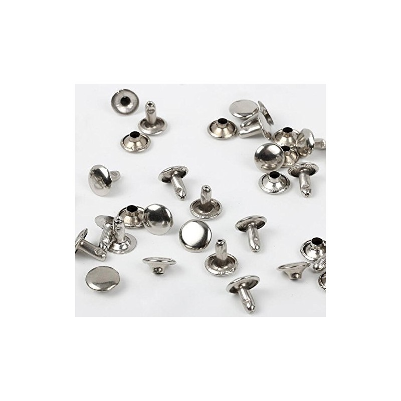 100Sets Silver Leather Rivets Double Sided Rivet Tubular Metal Studs