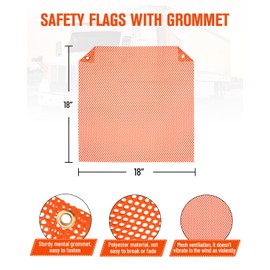 Venussar Safety Flags 18 x 18 Inch, Pack of 12 Mesh Warning Flag with Grommets, Safety Warning Flags for Trucks Trailer Oversize Load(Orange)
