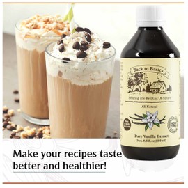 Back to Basics – All Natural - Pure Vanilla Extract – 8 oz – Mexican Vanilla – to Enhance Flavors in Cooking, Baking, and Dessert Making