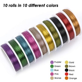 10 Pack Jewelry Beading Wire with Cutting Pliers, SourceTon Craft Wire Jewelry Beading Wire Tarnish Resistant Copper Wire for Jewelry Making (26 Gauge)