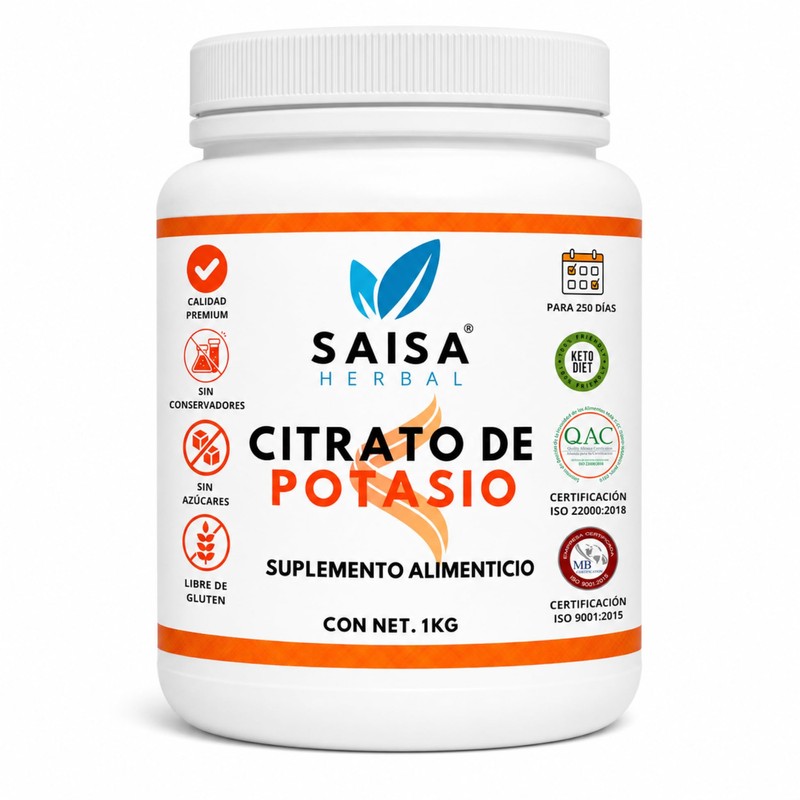 Citrato de potasio 1 Kg. 100% Puro, grado alimenticio