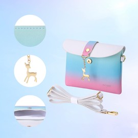 AISPARKY Small Crossbody Purse,PU Leather Small Purse for Womens and Girls With Pendant With Strap/Gold Chain Strap, Gradient Color