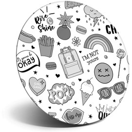 Destination Vinyl ltd Magnet for Refrigerator, Fridge BW - Cute Teenage Girls Art Fun Icons for Office, Cabinet and Whiteboard, Magnetic Stickers, 35908