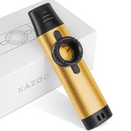 Kazoo Musical Instrument, Kazoo Metal with 5 Membranes, Good Accompaniment for Guitar/Ukulele, Kazoo Portable Musical Instrument, Gifts for Kids and Musicians (Gold)