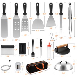 32pcs Griddle Accessories Kit for Blackstone, Flat Top Grill Accessories Set for Camp Chef, Grill Spatula Set with Enlarged Spatulas, Professional Hibachi Tools Gifts for Outdoor BBQ Teppanyaki