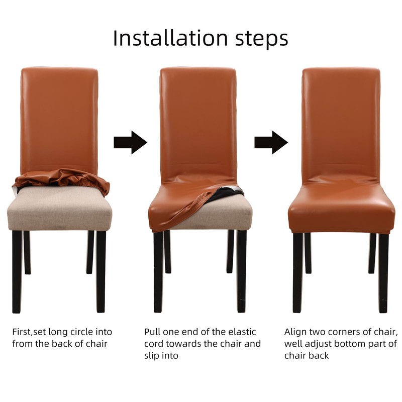 YISUN Dining Chair Covers, Solid Pu Leather Waterproof and Oilproof