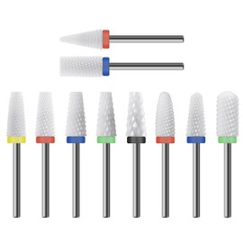 Ceramic Nail Drill Bit 10Pcs-3/32 Nail Drill Bits for Acrylic Nails,Professional Electric Nail Drill for Crystal Nail Extension Nail Removal,The Short Handle Does Not Shake.