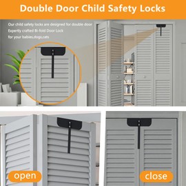 Metal Safety Bi-fold Door Lock, Adjustable Bifold Door Lock Kit for 0.6-2 Inch Thick Doors, Protection Child and Pet Proof Bi-fold Door Lock for Closet, Cabinet, Pantry, (4-Pack, Black)