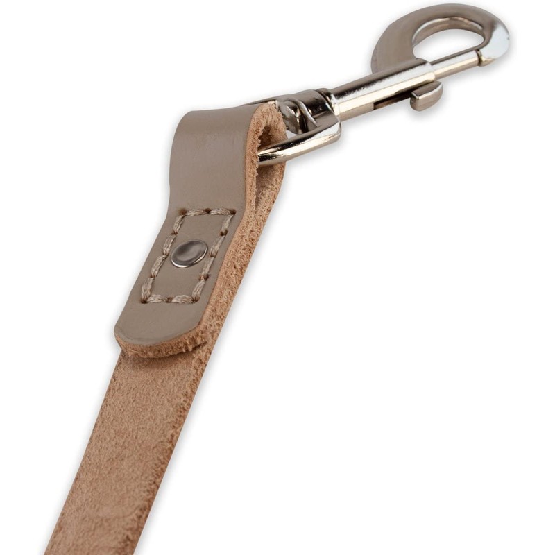 Leather Dog Lead 180 cm – Hand‑Stitched Light Grey Full‑Grain Leather,