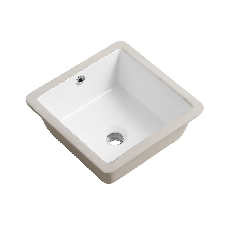 KDKSC 14 Inch Small Undermount Bathroom Sink White Ceramic Square