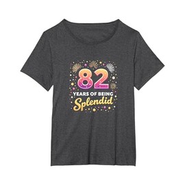 82 Years Splendid Birthday Gift Celebration T-Shirt, Women's Plus, Dark Heather Grey