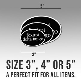 Foxtrot Delta Tango FDT Subtle Anti Funny Oval Impeach President Funny Feminist Gift Black Vinyl Stickers Weather-Resistant Stickers for Water Bottles Laptop Phone Wall Window Car 4"