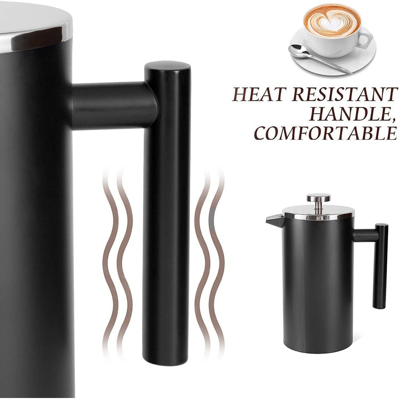 MaxMiuly Cafetiere 4 Cup Stainless Steel French Press Double Walled