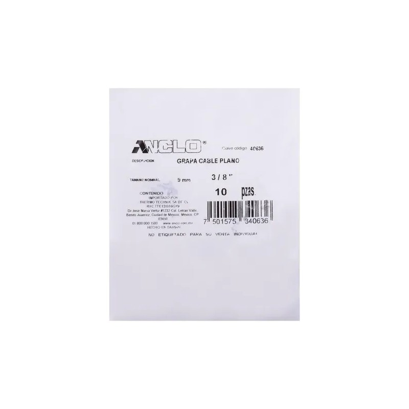 Grapa Para Cable Plano 38 De Pulgada Blanco 10 Piezas
