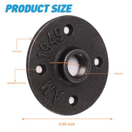 1/2" Floor Flange, Home TZH 20 Pack 4 Bolts Malleable iron Pipe Flange for Industrial vintage style, Flanges with Threaded Hole for DIY Project/Furniture/Shelving Decoration … (20, 1/2")