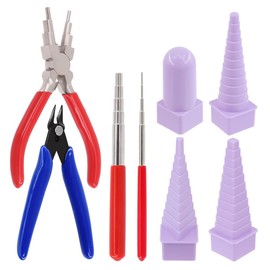 8Pcs Wire Looping Tool Set Including 6 in 1 Bail Making Plier, Jewelry Making Plier, Mandrels, Wire Winding Towers