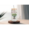 Mugzan Love Grows Here Frosted Glass Can W/ Bamboo Lid