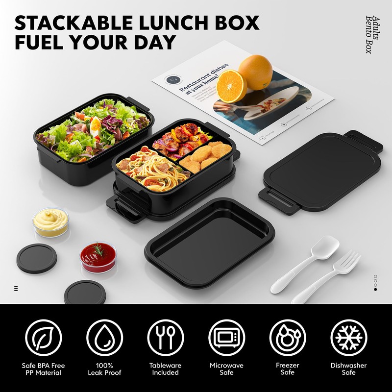 Jelife Adult Bento Box Lunch Box - Large Style Stackable