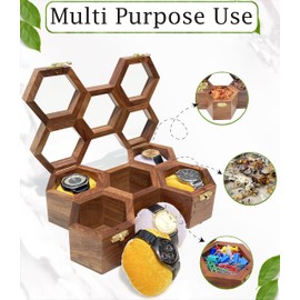 AB Handicrafts 5-Slot Wooden Honeycomb Watch Box, Watch Display Case & Organizer, Gift for Mens, Jewelry Case, Gift for Womens Luxury Sheesham Wood with Glass Top