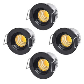HVZUM Pack of 4 Small Mini LED Recessed Spotlights, 3 W, 230 V Ceiling Spotlight with Transformer, COB Downlights, Ceiling Spotlights, 300 lm for Wine Cabinet, Cabinet, Kitchen, Living Room (C-Warm