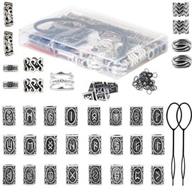 67pcs Nordic Viking Rune Beads, Beard Beads, Hair Braiding Beads, Decorative Beads, Hair Headpiece Accessories, Woven Accessories, DIY Necklaces Bracelets Makin