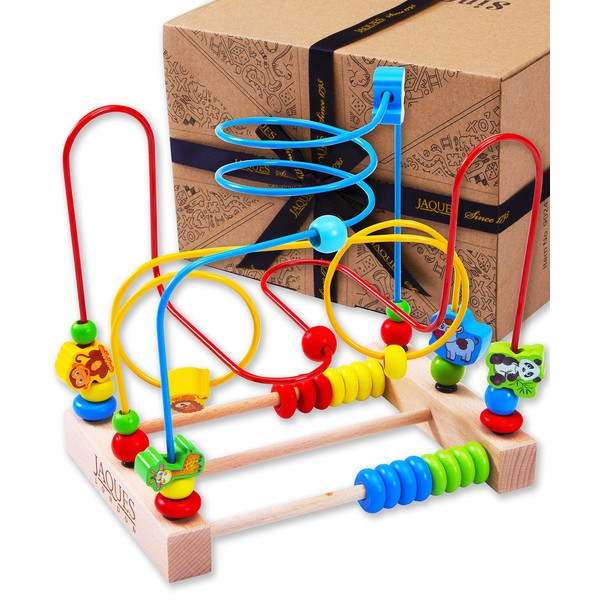 Jaques of London Bead Maze | Highchair Toy and Activity Cube with Abacus | Wooden Toys for 1 Year olds and 2 Year Olds | Since 1795