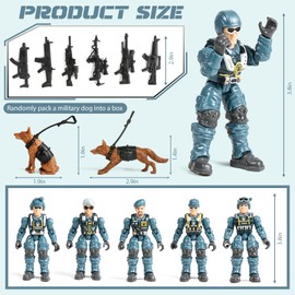 HAPTIME Army Men Action Figures with Weapons, Toy Soldiers for Boys, Plastic Army Toys for Boys 6-8, Birthday Gift for Military Collectors (6Pcs Blue)